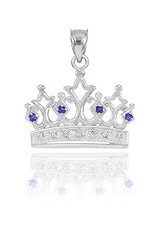 marvelous tiny crown blue sapphire white gold baby charm